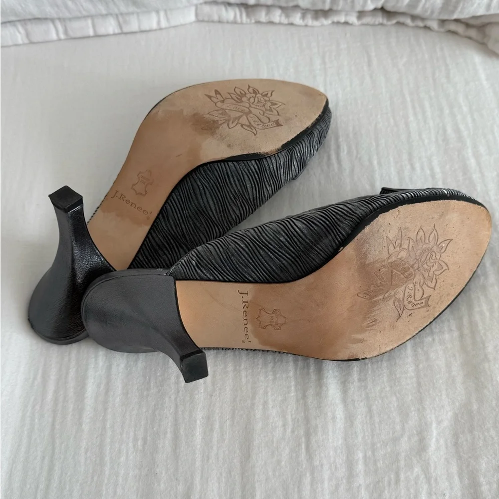 J. Renee Gray Elvira Peep-toe Fabric Mules - Picture 8 of 9
